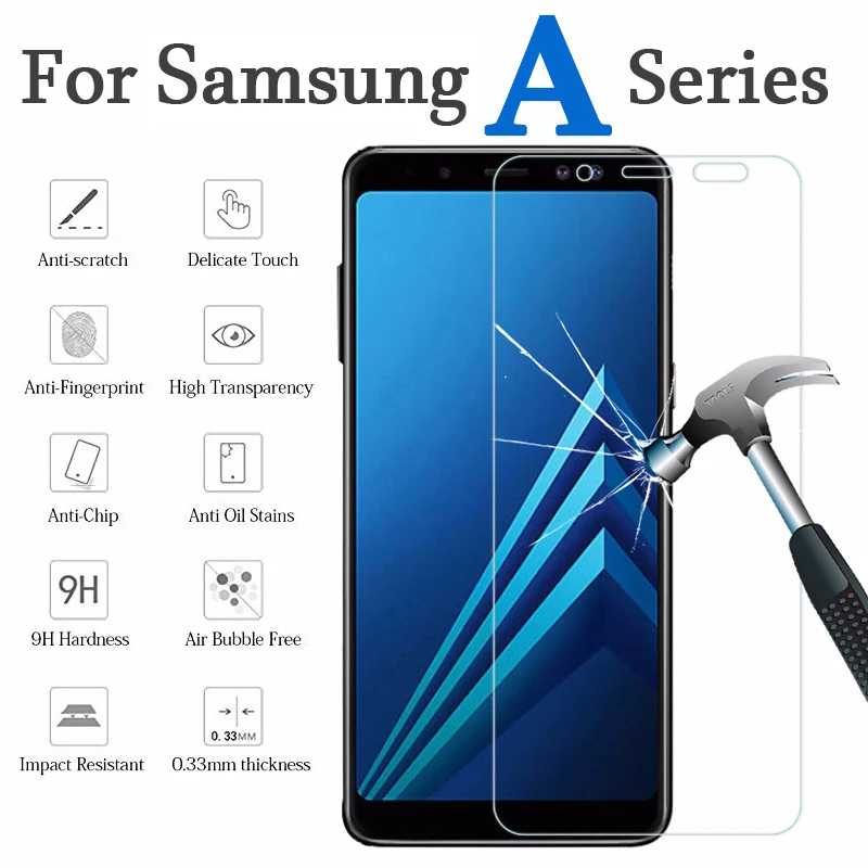 Стекло для samsung galaxy a8 2018 защитное стекло a5 a6 a7 a9 plus закаленное экрана samsong a9200 a750
