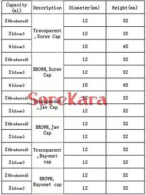 Прозрачная стеклянная флакон для впрыска 10 шт. 2 мл с центральной винтовой
