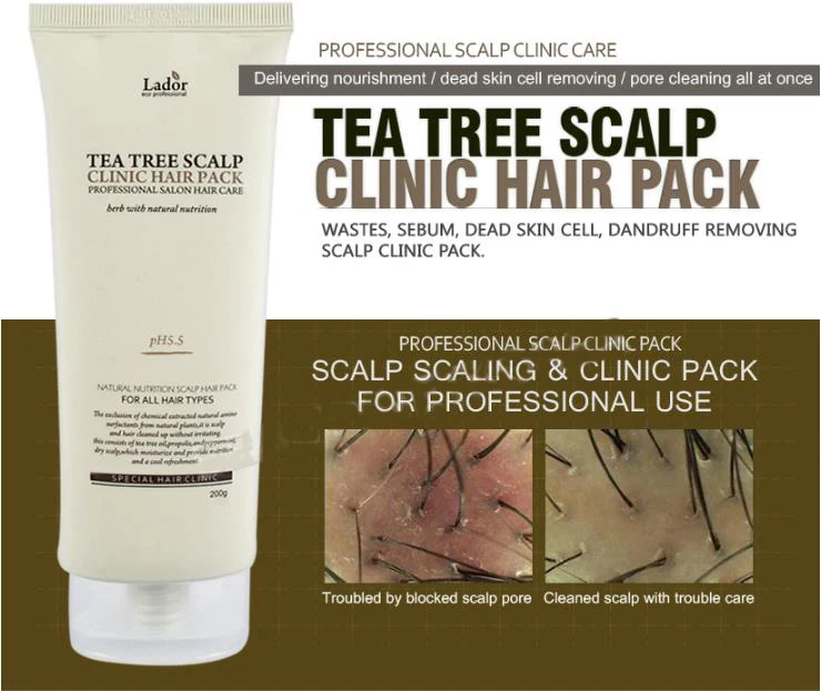LADOR tea Tree Scalp Clinic Hair Pack 200 г маска для волос увлажнение поврежденных волос Кератиновое восстановление кожи головы Кондиционер для волос
