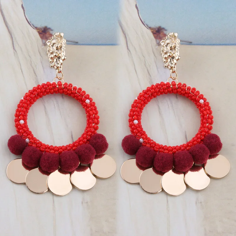 Висячие серьги NeeFu WoFu в форме шарика рисовые бусины плетеные металлические