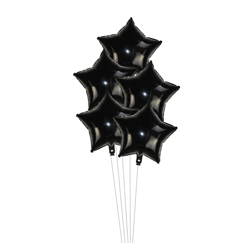 black 5 шт. 18 дюймов золотой серебряный шар звезда из фольги Свадебные шары украшения для душа ребенка детские шары для дня рождения - Цвет: black