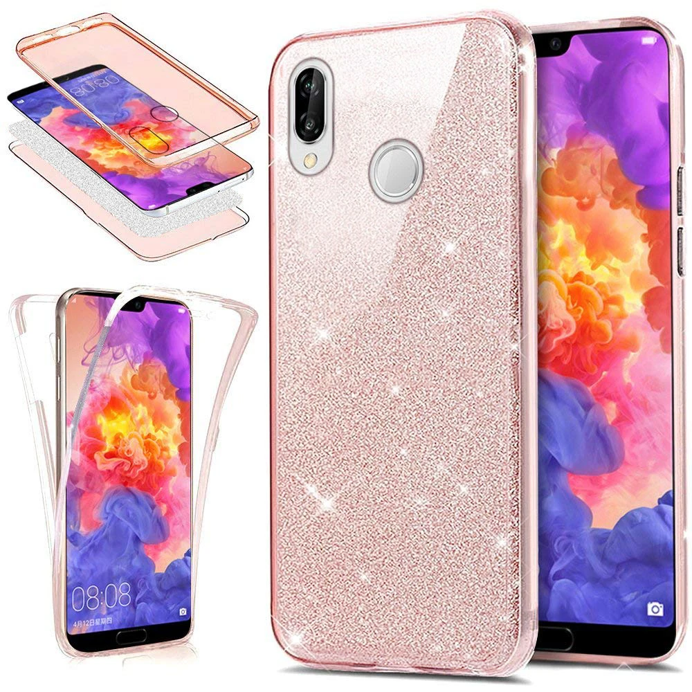 Чехол для Huawei P20 Lite полностью защищающий корпус Блестящий Мягкий силиконовый