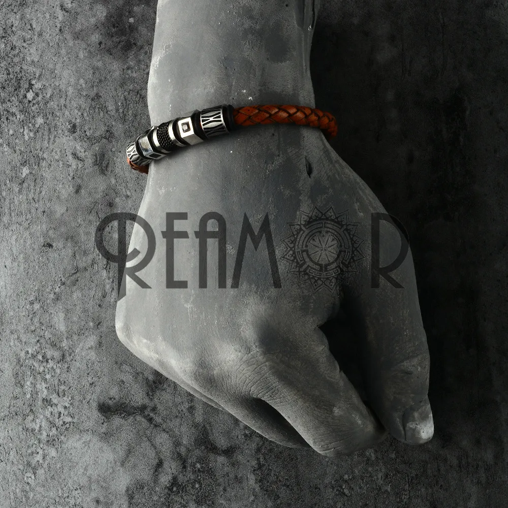 Винтажный Мужской браслет ручной работы REAMOR ювелирные изделия оплетка из