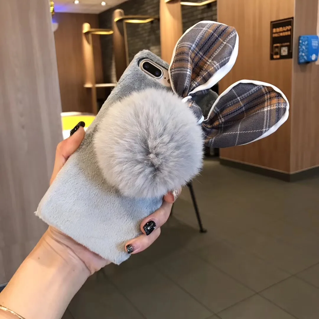 Kuutti Squishy Kawaii Плюшевые заячьи ушки DIY Чехол для мобильного телефона с плюшевым