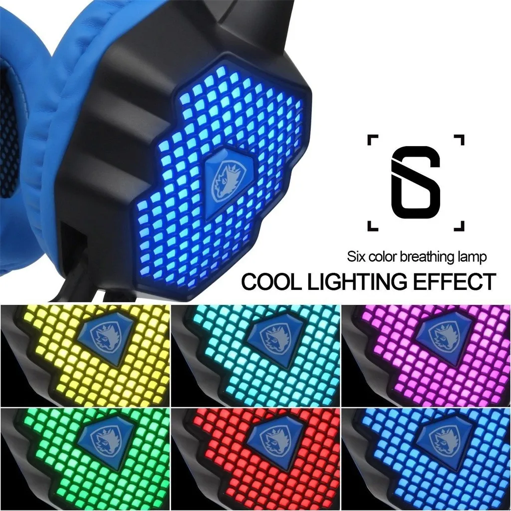 Проводные наушники SADES для ПК проводные компьютерные с дышащей лампой игровые