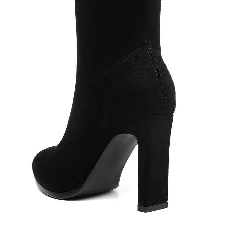 Женские облегающие ботфорты MORAZORA черные на высоком каблуке новинка осеннего