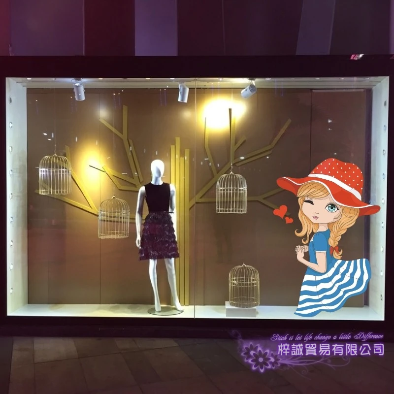 Магазин одежды настенные Стикеры модные украшения для девочек магазин наклейка