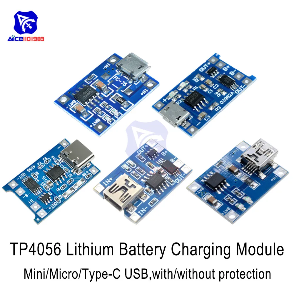 5V 1A TC4056A 18650 литий-ионный Батарея Зарядное устройство Модуль Тип-C/Micro USB Mini USB адаптер защита от перезарядки, модуль защиты от разряда