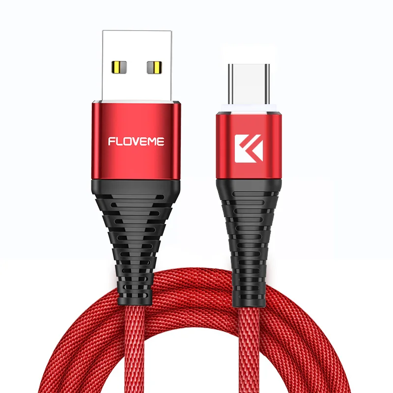 FLOVEME Тип usb C кабель для samsung Galaxy S9 S8 Примечание 8 плюс Быстрая зарядка кабель для Xiaomi Mi 5 Oneplus 6 тип usb-C кабель 1 м переходник кабель usb type c переходник тип- c - Цвет: Красный