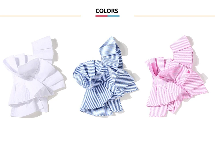 [Twotwinstyle] пикантные с открытыми плечами полосатая блуза рубашка Лето 2017 г. рюшами