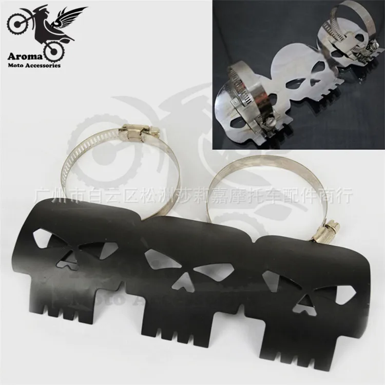 Алюминиевый защитный чехол для мотоцикла harley с черепом и хромом|exhaust cover|scooter exhaust