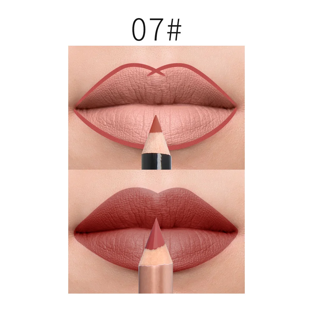 07 QIBEST, сексуальный матовый карандаш для губ, матовая губная помада, набор ручек, водостойкий стойкий макияж, косметический инструмент, 15 цветов, TSLM1 - Цвет: 07