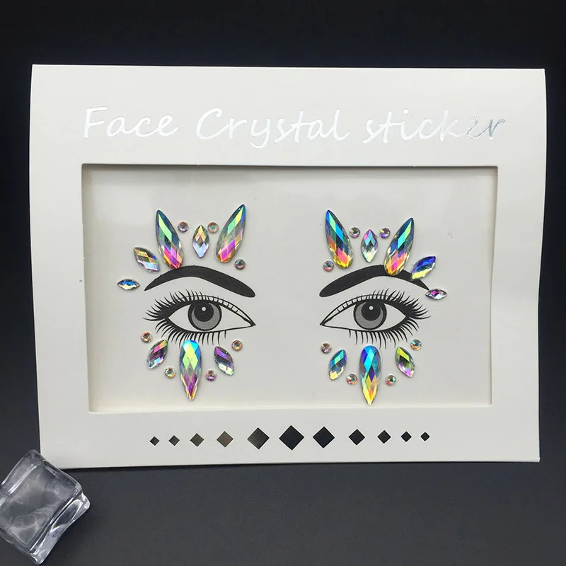 picture color 7 Pulaqi Кристалл грудь лицо 3D наклейки Bling DIY вечерние самоклеящиеся стразы для глаз грудь ювелирные аксессуары художественные наклейки F - Цвет: picture color 7