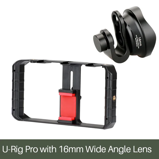 w Wide Angle Lens U-Rig Pro смартфон видео Риг w 3 башмак крепление для съемки Чехол ручной телефон видео стабилизатор Ручка штатив крепление стенд - Цвет: w Wide Angle Lens