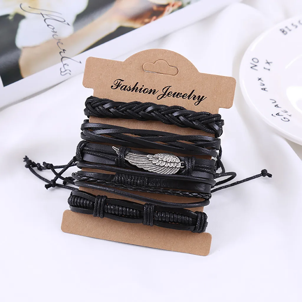 2019 Новое поступление новый модный мужской простой винтажный тканый кожаный