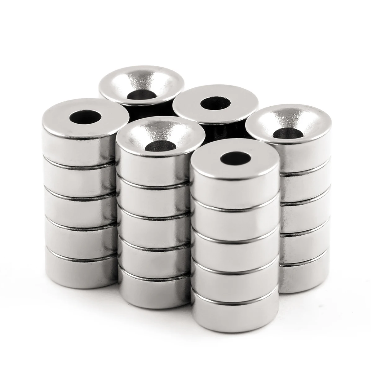 ZOOFOXS 5pcs 12 x 5 mm Hole 4mm Small Round Counstersunk Ring Neodymium Magnet Craft Permanent Rare Earth Magnets 12*5-4mm