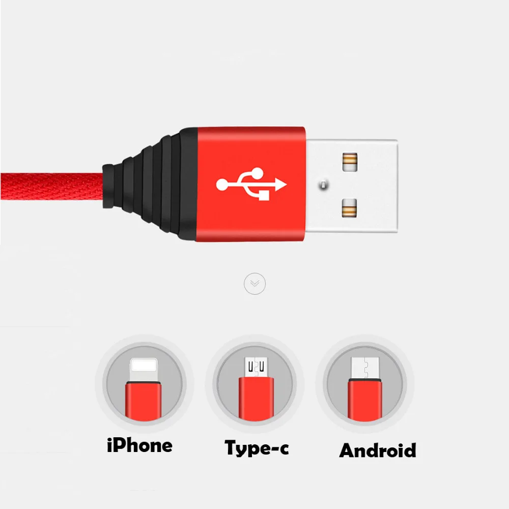 3 в 1 несколько кабелей нейлоновый Плетеный USB провод для быстрой зарядки с типом