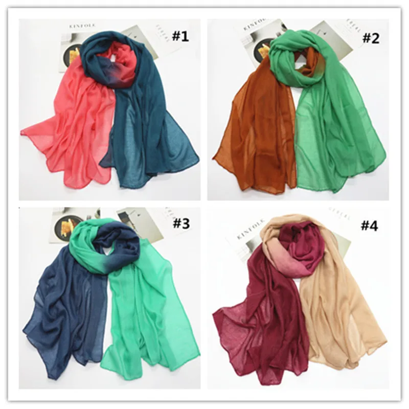 Модный шарф Омбре однотонный градиентный цвет мусульманский хиджаб мягкая