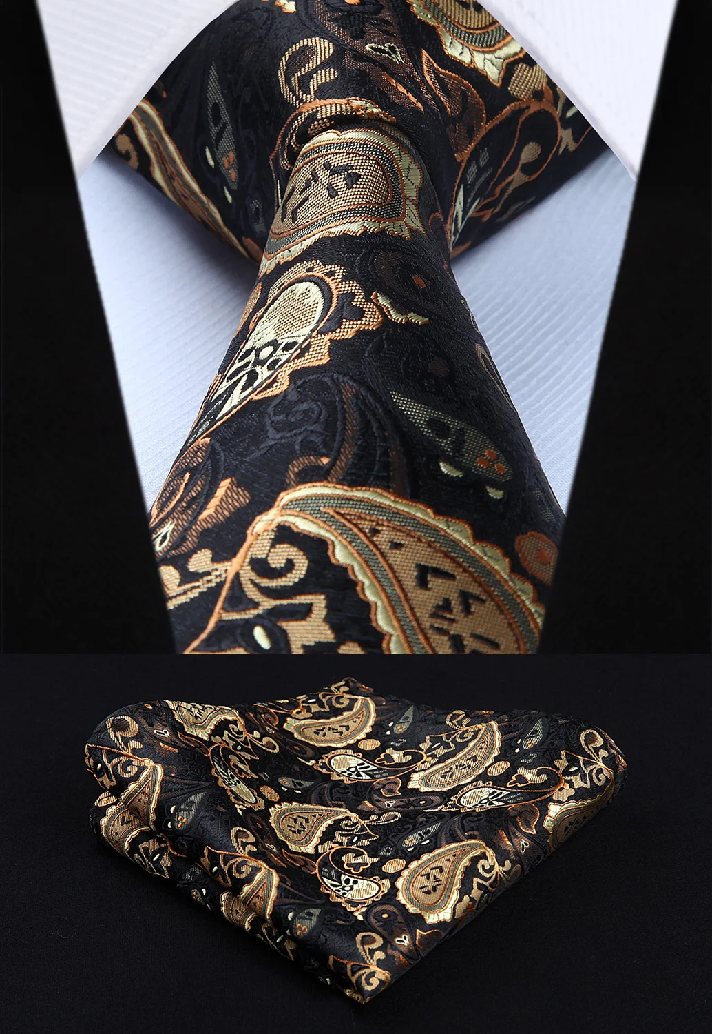 Набор платков и галстуков для мужчин TP711Z8S коричневый 3 4 дюйма|brown paisley|handkerchief setmens