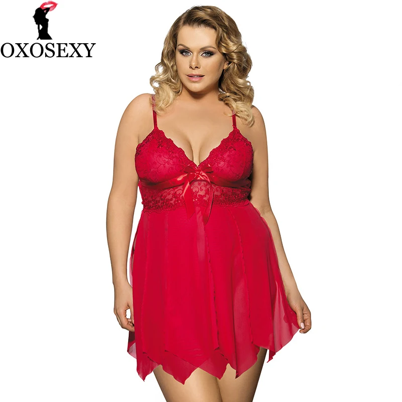 Женское нижнее белье с красным бантом Прозрачная Кружевная сорочка Эротическое