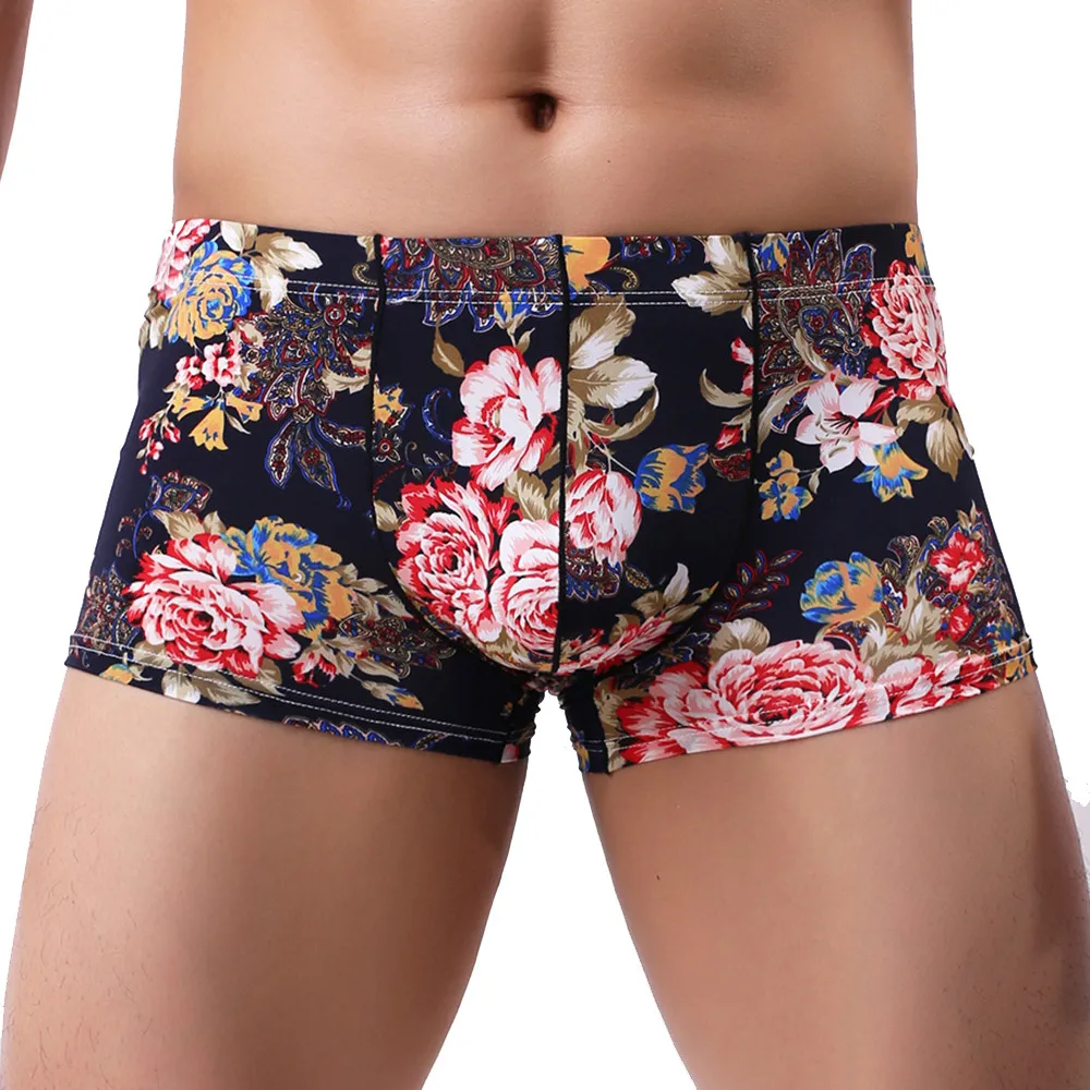 FeiTong Boxer Men Cueca Patchwork Print Boxer Shorts Bulge Pouch Underpants Gay Clothing Mens Underwear Boxers Brand - Цвет: 4