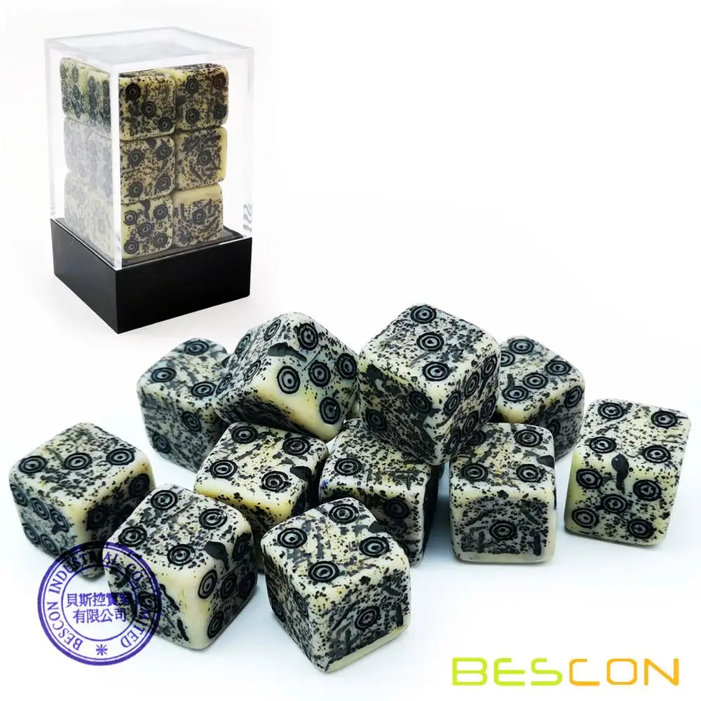 Bescon старомодные древние кости D6 16 мм 12 шт набор, 16 мм шестигранные штампы(12) каменные кости