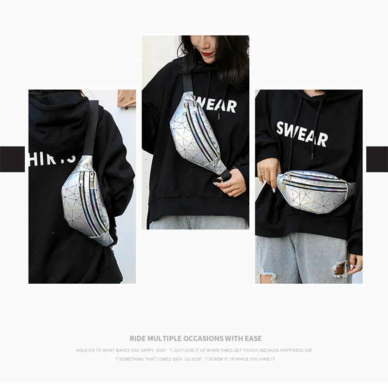 Поясные Сумки женские розовые серебряные поясные сумки черные геометрические