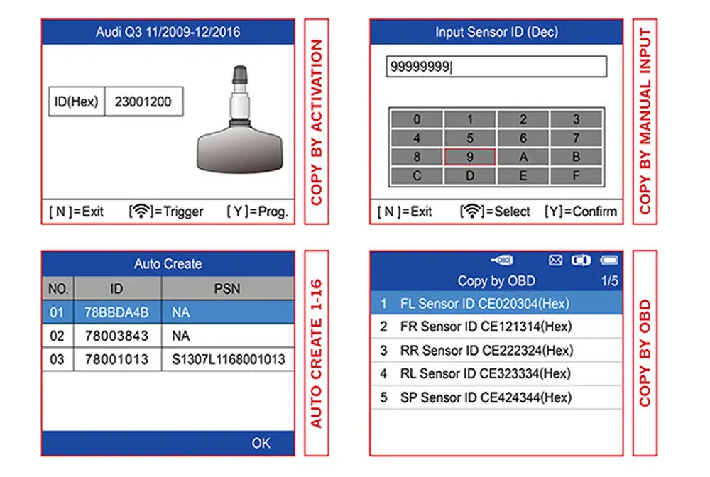 Autel TPMS сменный инструмент TPMS инструмент для программирования MaxiTPMS TS508K давление в шинах 315/433 МГц TPMS датчик активации шин