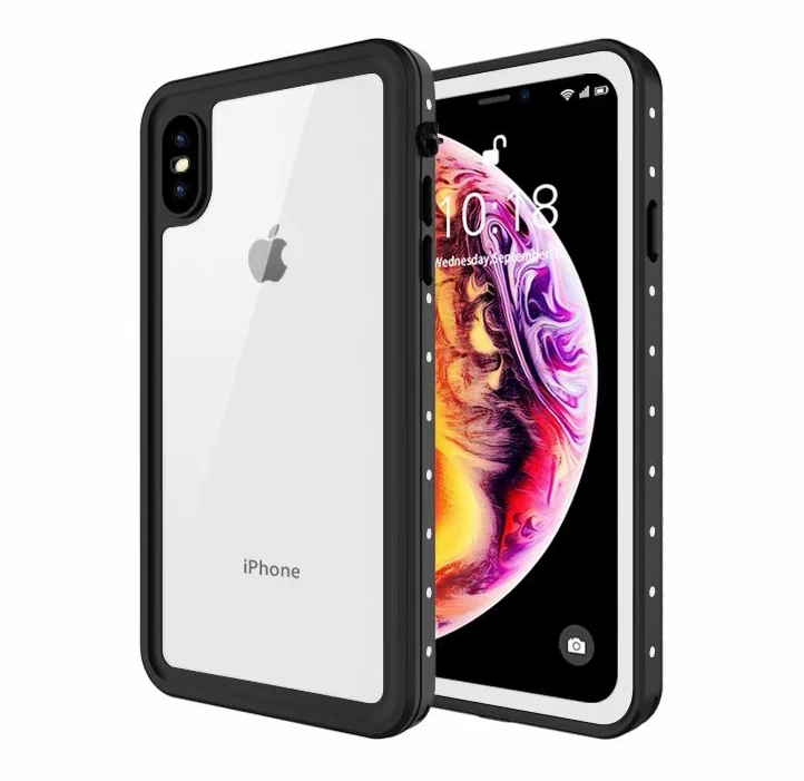 White Чехол для iPhone XS Max с защитой от снега, водонепроницаемая прозрачная задняя крышка для iPhone Xs Xr с браслетом - Цвет: White