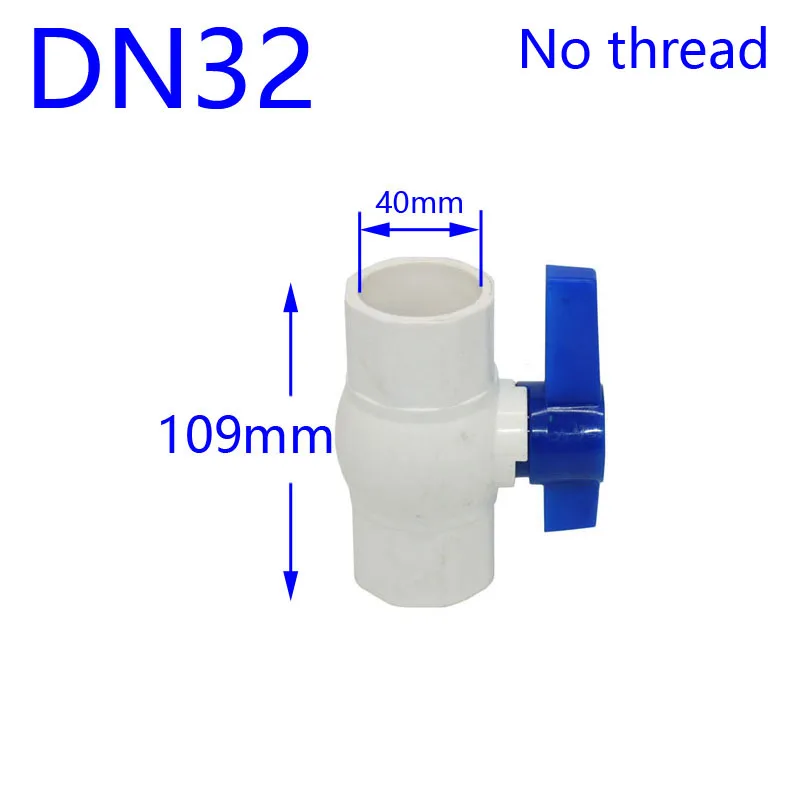 DN32 DN40 DN50 разъем прямой корыто шаровой клапан G2 G1.25 G1.5 ПВХ клапан водопроводной разъем фитинги 1 шт - Цвет: 40mm