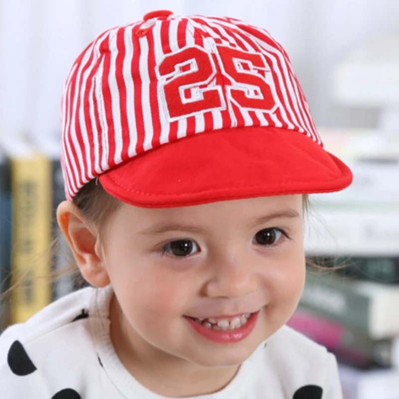 

Baby Baseball Caps Summer Cotton Infant Hats Cute Casual Striped Soft Eaves Digital 25 Cap Baby Boy Beret Baby Girls Sun Hat