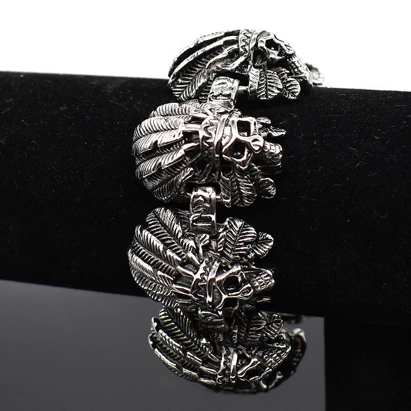 Мужской браслет с черепами AMUMIU панк из нержавеющей стали ювелирные изделия