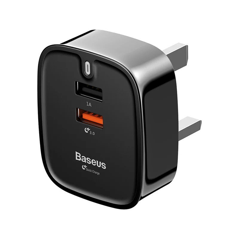 Baseus двойной USB QC3.0quick зарядное устройство для iPhone samsung UK Universale мобильный телефон путешествия настенное зарядное устройство разъем 3A USB быстрое зарядное устройство - Тип штекера: Black UK  Adapter