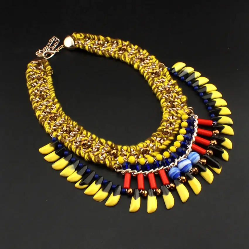 Богемный винтажный дизайн модные разноцветные бусины из смолы шерстяная