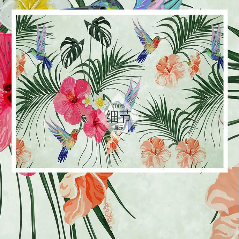 Скандинавские расписанные вручную акварельные тропические листья птицы 3d