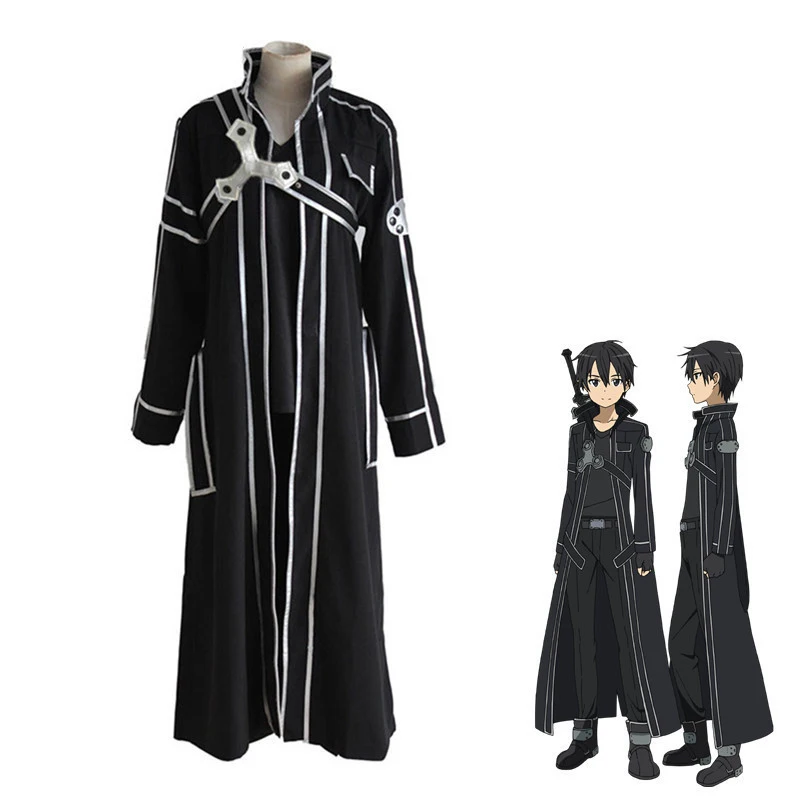 Full set without wig Аниме Sword Art Online Косплей SAO Sword Art Online), Арка «призрачная пуля» костюм киригая Хэллоуин полные комплекты; комплект одежды с парик для Для мужчин костюмы S-XL - Color: Full set without wig