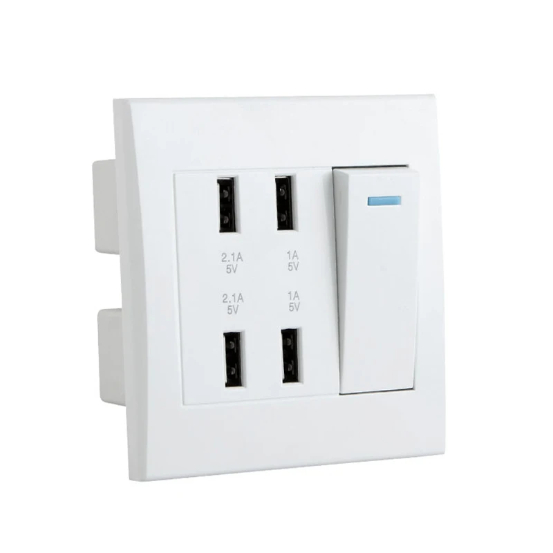 Новинка настенное зарядное устройство с 4 USB портами и выключателем для iphone Samsung HTC
