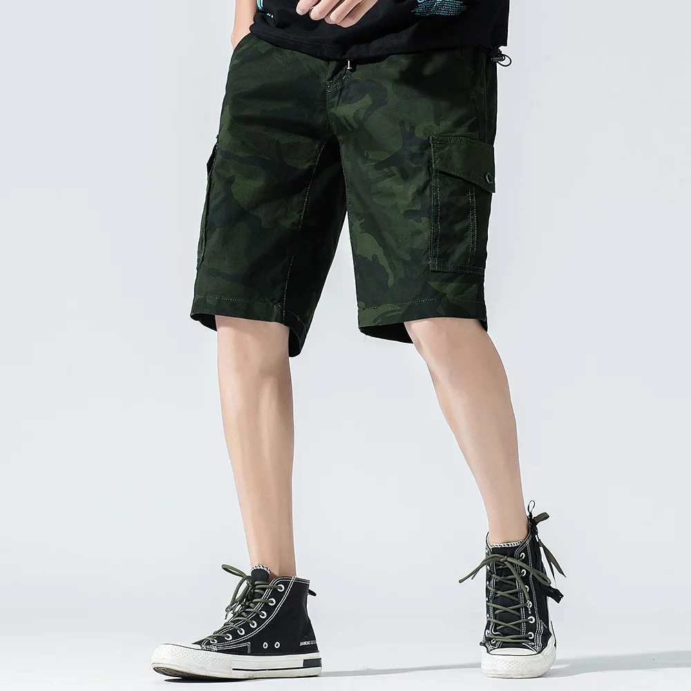 Мужские хлопковые шорты-карго повседневные шорты-бермуды с армейским