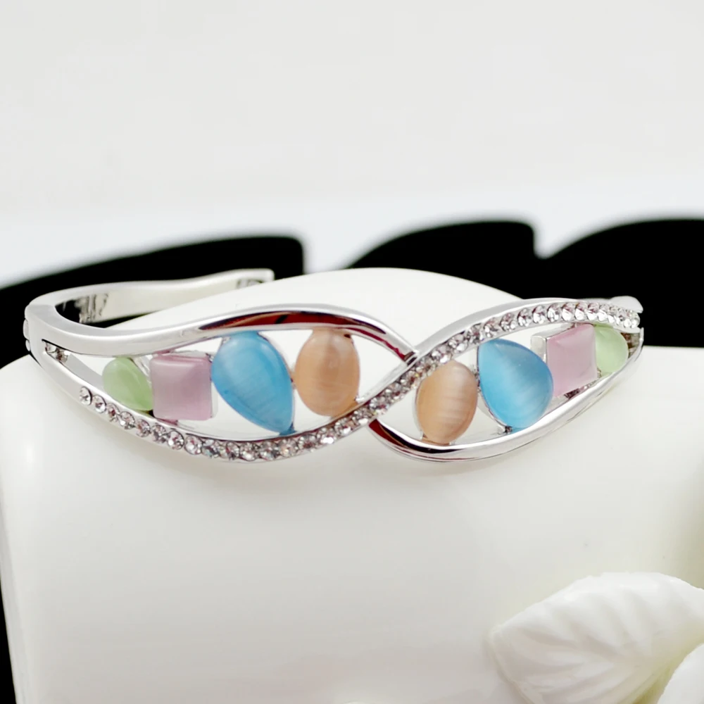 W025 Роскошные браслеты с опалом женские серебряные ювелирные изделия 2017 новейший