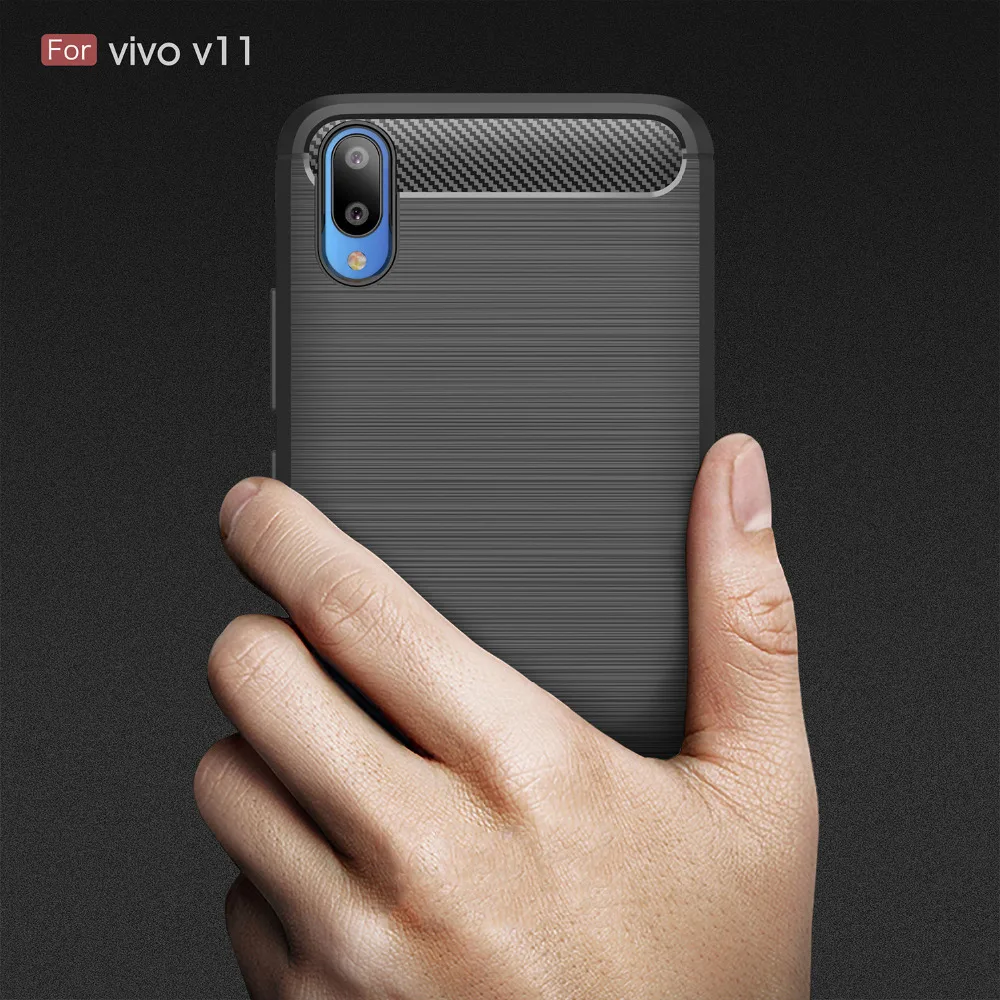 Чехол для VIVO V11i 1806 чехлы силиконовый мягкий бампер из углеродного волокна задняя