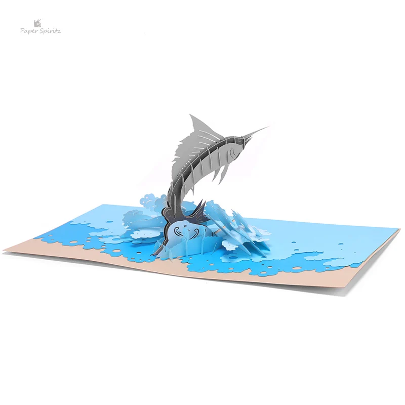 Бумажные открытки SPIRITZ Sailfish лазерная 3D вырезанная бумажная открытка с конвертом