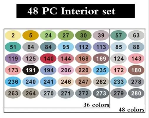 48 Interior set Finecolour EF100 240 цветов чернила на спиртовой основе двуглавый эскиз художественные маркеры с коробкой - Цвет: 48 Interior set