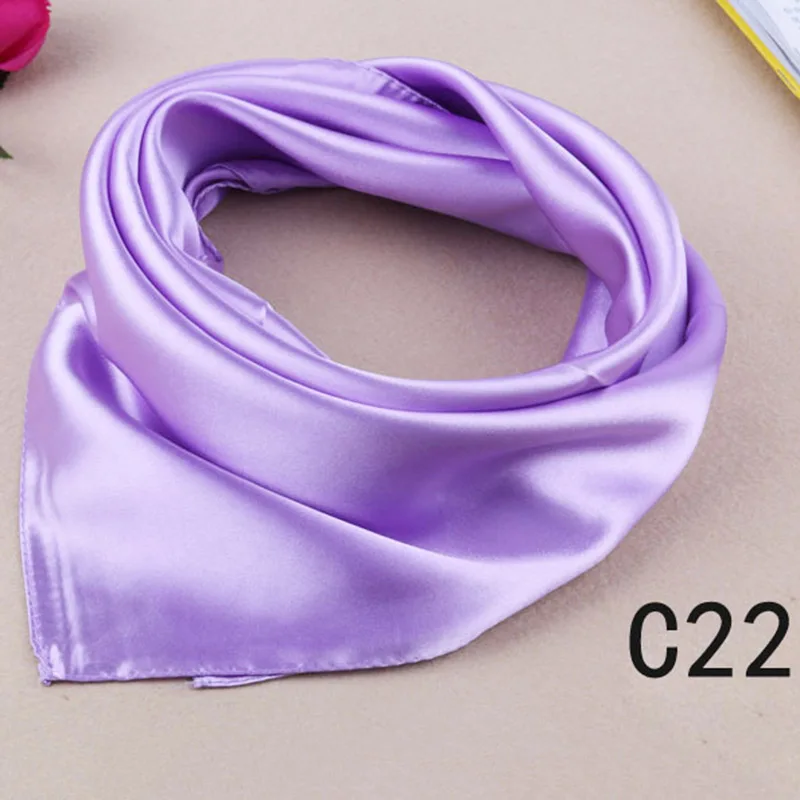 Light purple Мода 60 см X 60 см квадратный шарф мягкие ощущения шарфы, сатин твердый головной шейный платок Шелковый женский шейный платок - Цвет: Light purple