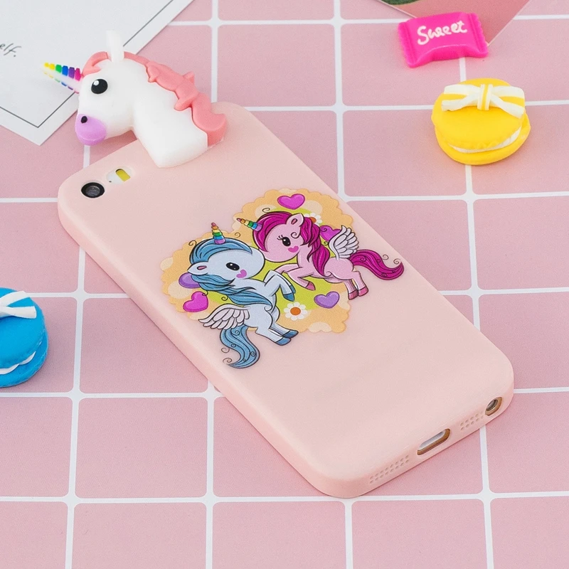 Etui силиконовый чехол для iPhone se чехол на iPhone 5S 3D Медведь Панда телефон с единорогом чехол для Funda iPhone 5 5S se чехол для женщин