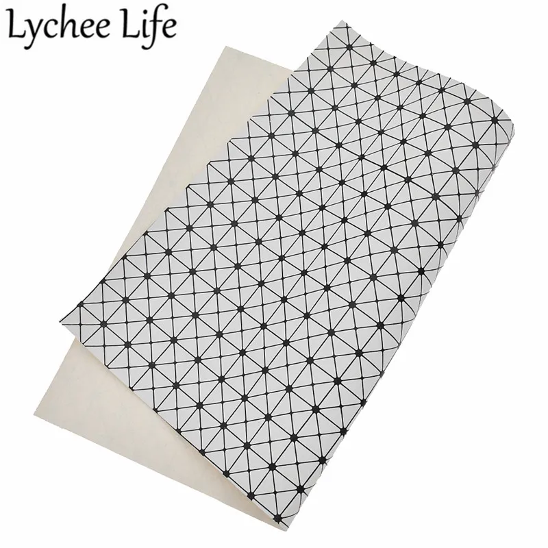 Кожаная ткань с тиснением Lychee Life A4 29x21 см клетчатая из искусственной кожи для