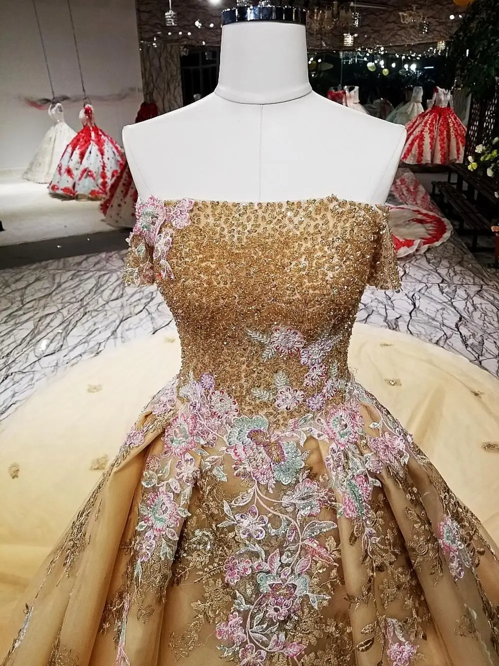 2020 Lace Veil Off The Shoulder Fluffy Elegant Wedding Dresses Noble Indian Style Bridal Apliques Para Vestidos De Novie | Свадьбы и