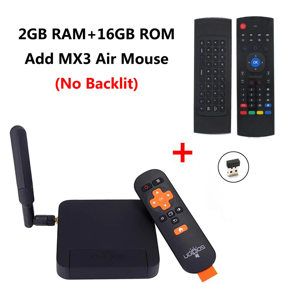 UT3S add MX3 UGOOS UT3S 2 Гб ОЗУ 16 Гб ПЗУ Android ТВ приставка RK3288 четырехъядерный смарт-приставка 5G WiFi 1000M LAN Bluetooth 4,0 4K HD медиаплеер - Цвет: UT3S add MX3