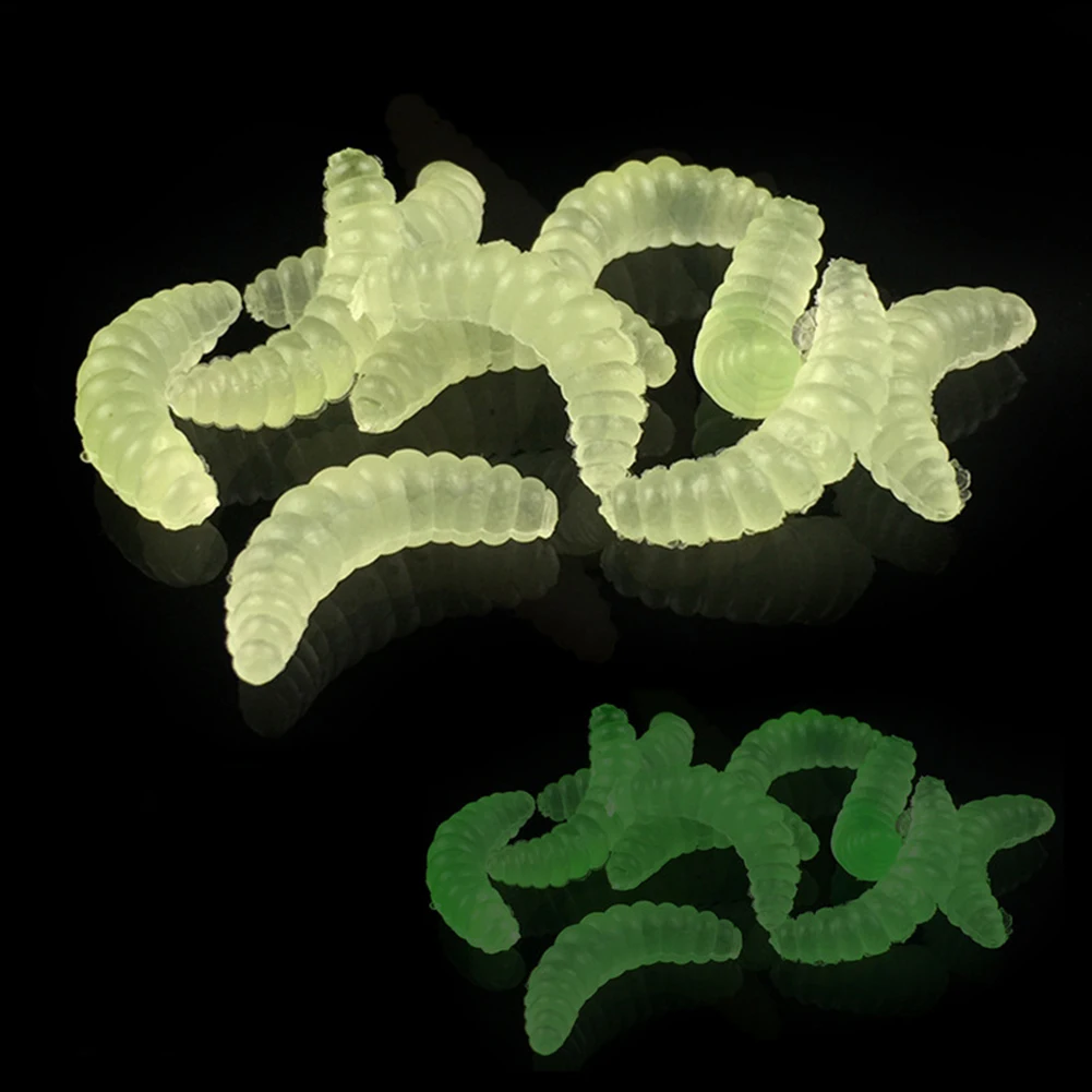 Fluorescent color 10 шт. Maggot Grub Мягкая приманка приманки Minnows запах красного червя креветки хлеб против насекомых для рыбалки искусственная приманка рыба корма бионическая - Цвет: Fluorescent color