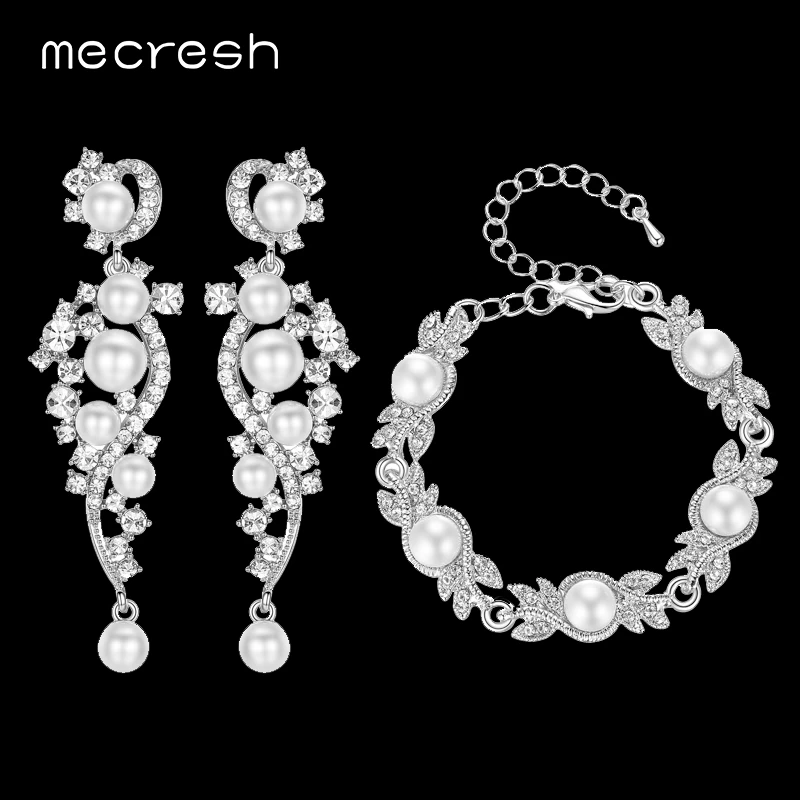 Mecresh 2019 элегантные комплекты ювелирных изделий из искусственного жемчуга для