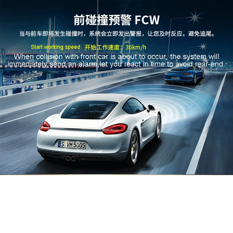 Системы помощи водителю ADAS: предупреждение о выходе из полосы движения, предупреждение о столкновении спереди, система контроля дистанции, система контроля усталости водителя, система фиксации видео с датчиком G.